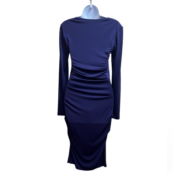 Nicole Miller size S square neck ruched dress blue/purple - Picture 2 of 4